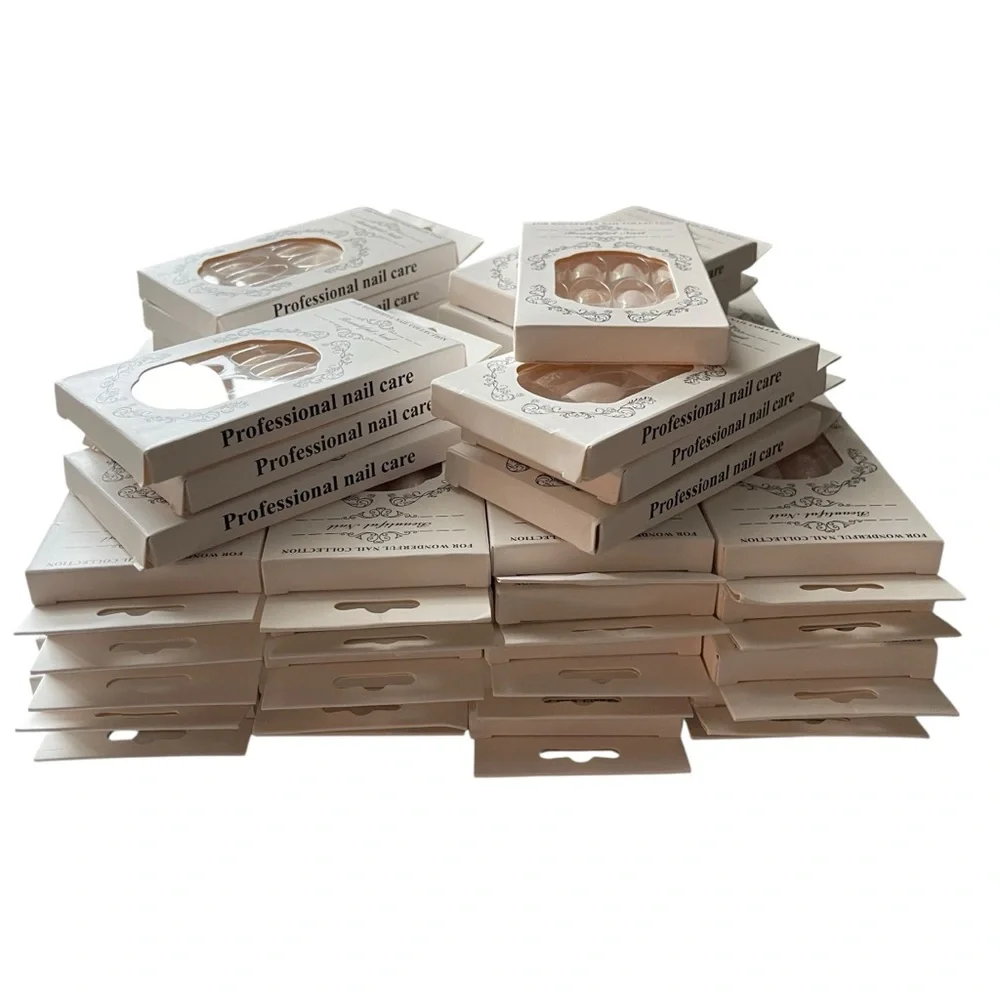 53 Boxes Nail Set 24 Piece Glitter Snowflake White Gradient False Press-On Nails - Picture 7 of 8